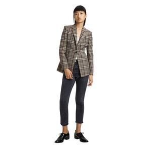 THEORY Power Bexley Plaid Virgin Wool Single Breasted Blazer Jacket Tan Size 0